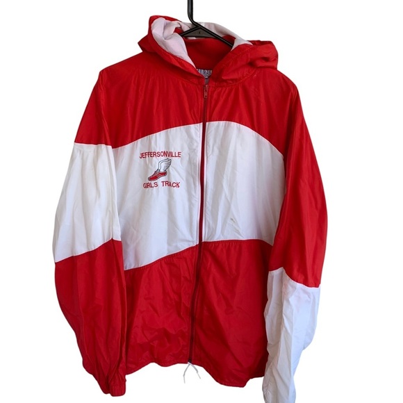 Vintage Jeffersonville Girls Track Jacket Logo Embroidered Indiana Size XL Hood - Picture 1 of 5